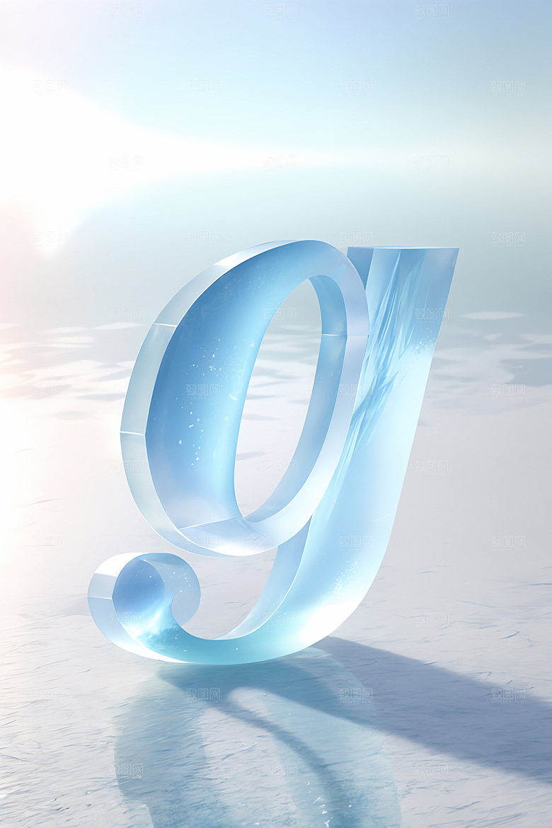 冰块字母晶莹剔透3D艺术字