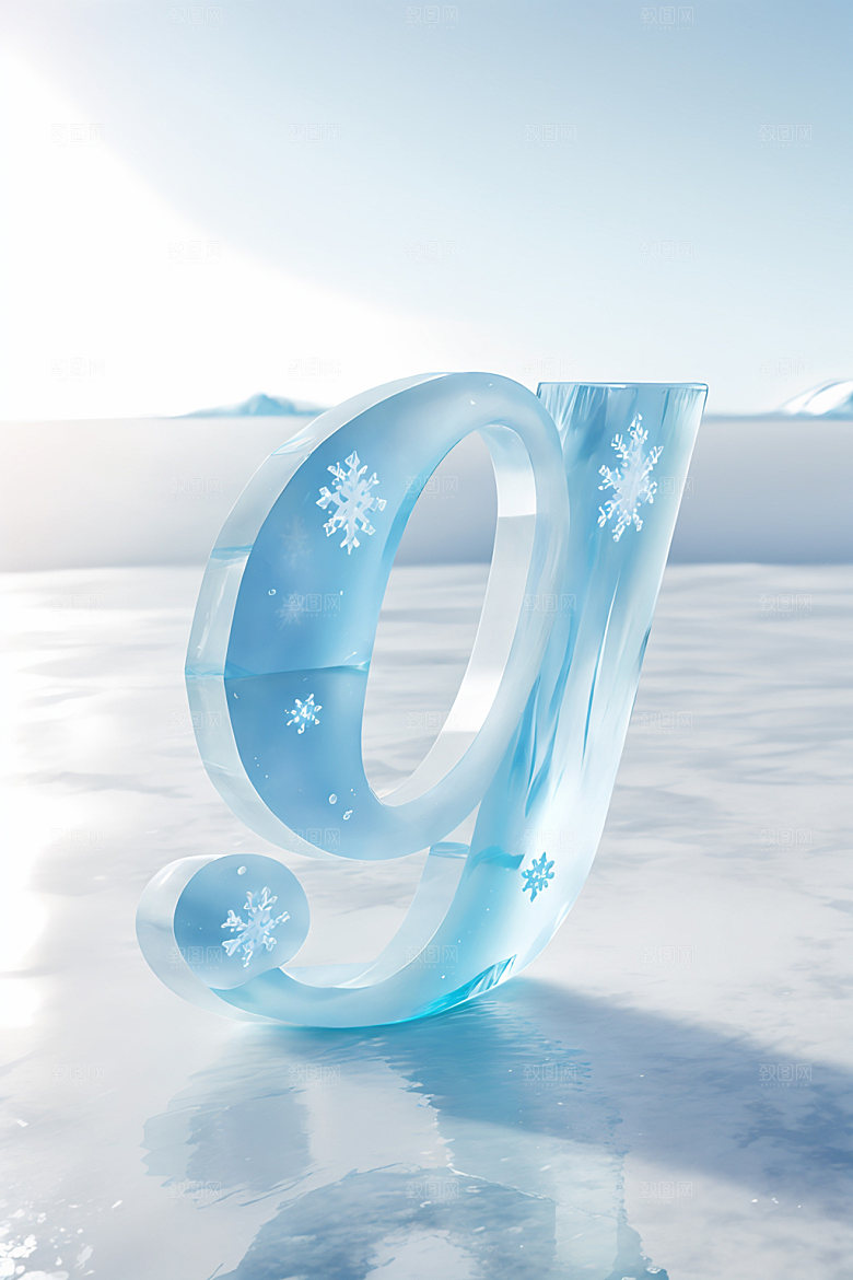 冰块字母3D质感艺术字