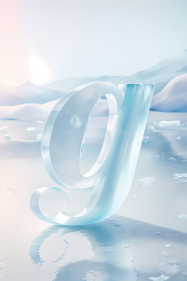 冰块字母晶莹剔透3D艺术字