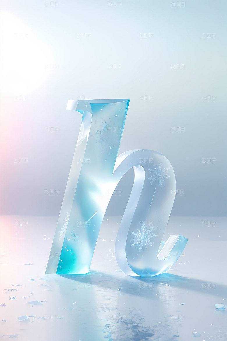 冰块字母3D透明艺术字