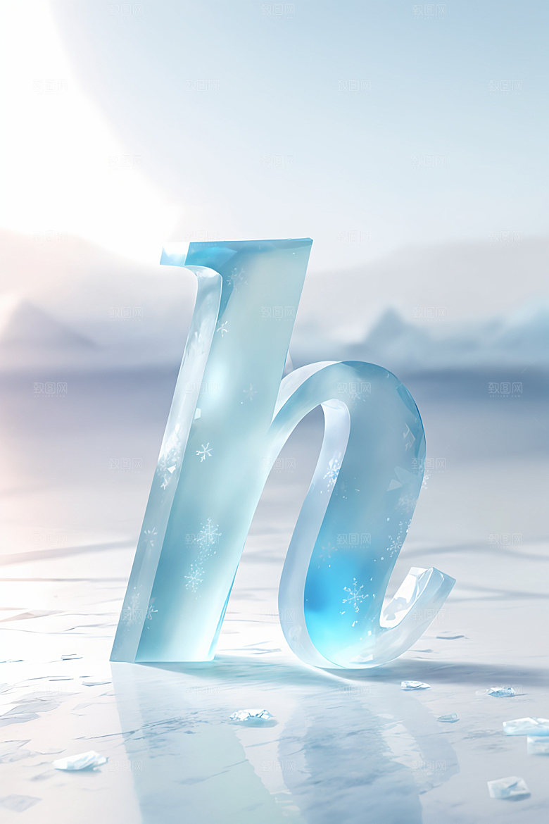 冰块字母透明英文艺术字