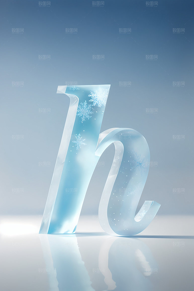 冰块字母3D透明艺术字