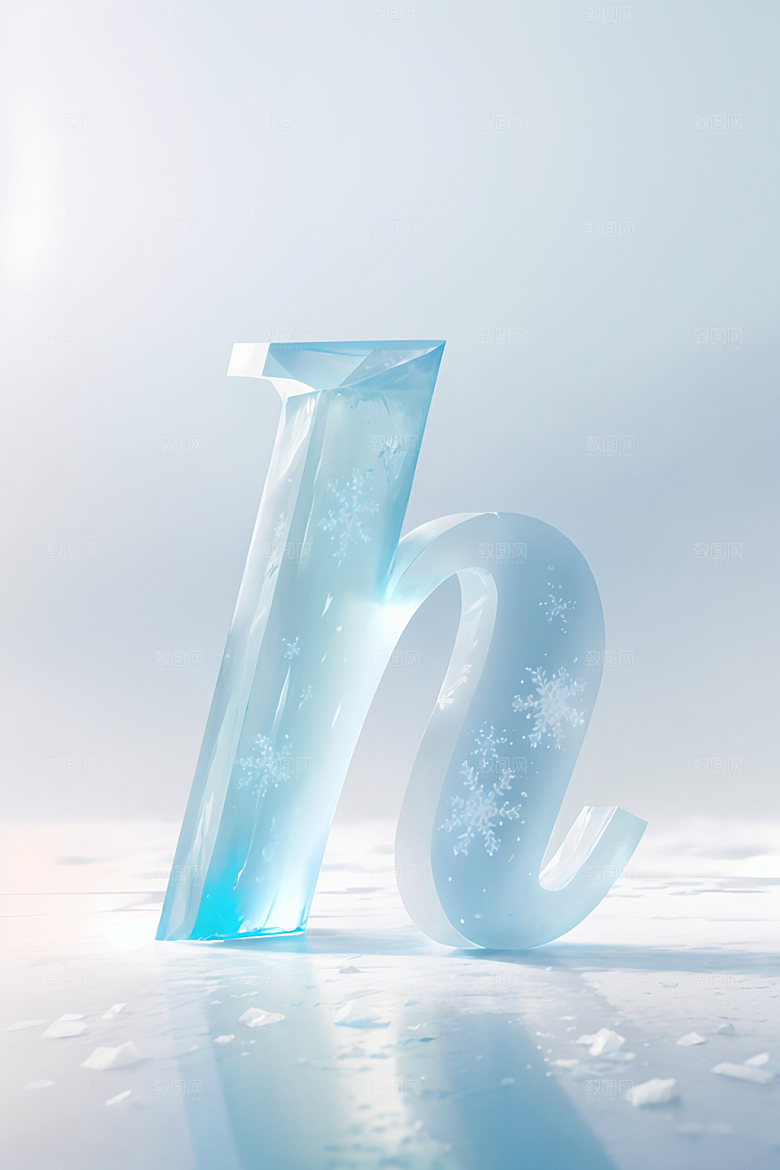 冰块字母晶莹剔透清爽艺术字