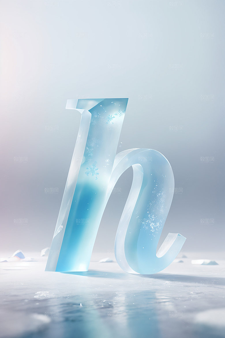 冰块字母3D质感艺术字