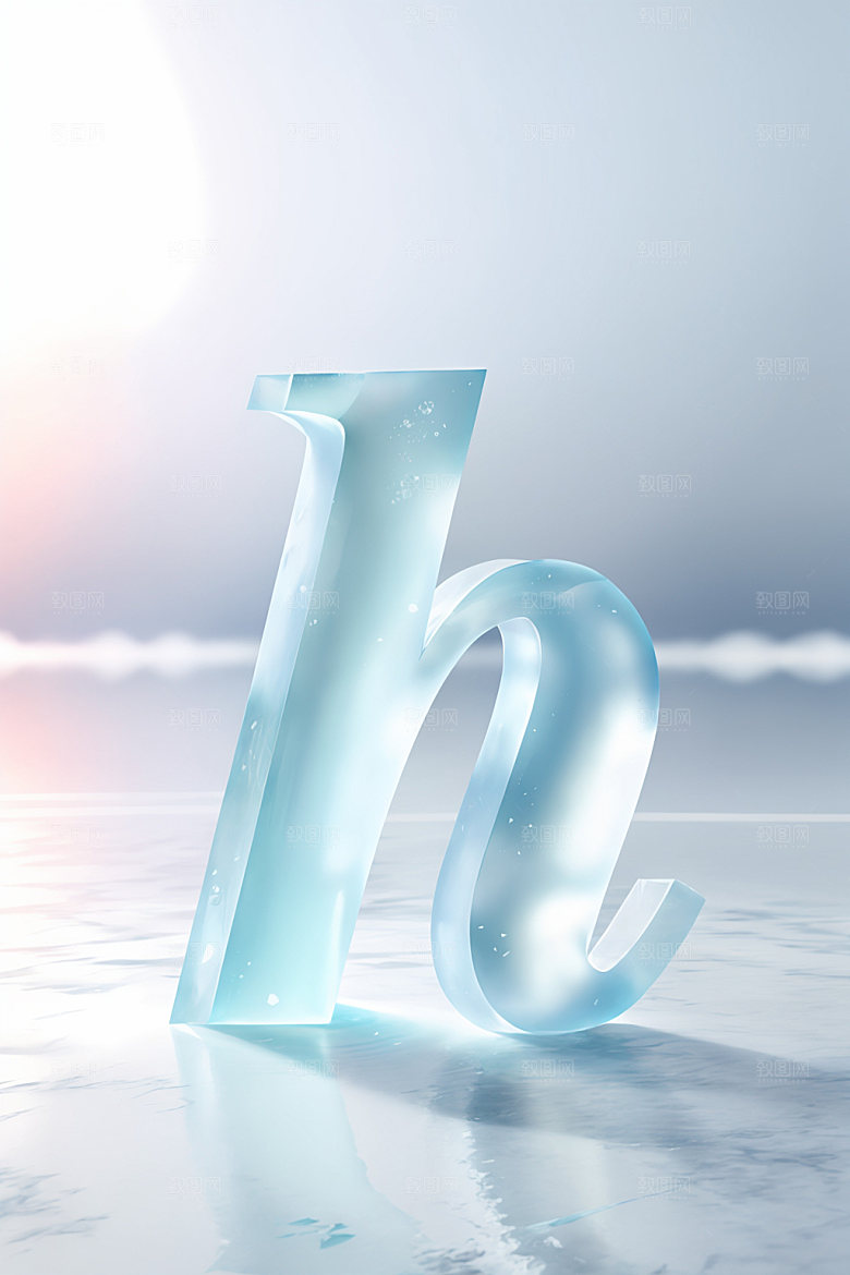 冰块字母3D质感艺术字