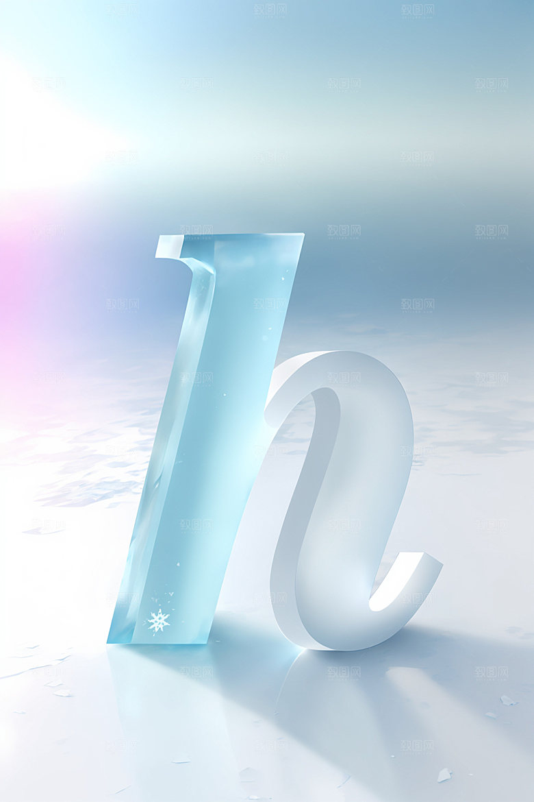 冰块字母透明通透艺术字