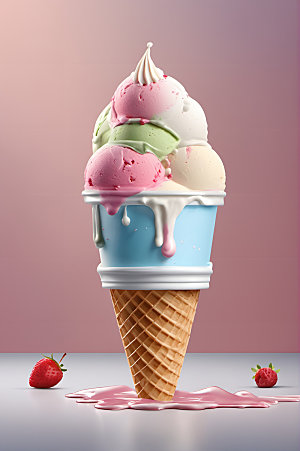 冰淇淋冷饮甜筒摄影图