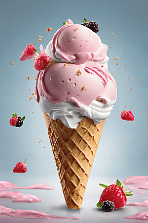 冰淇淋蛋筒冷饮摄影图