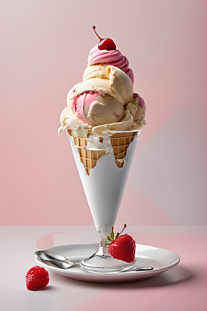 冰淇淋甜点蛋筒摄影图