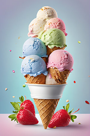 冰淇淋甜点夏天摄影图