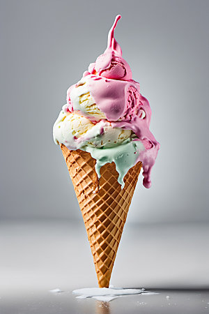 冰淇淋蛋筒甜点摄影图