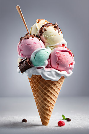 冰淇淋甜筒甜点摄影图