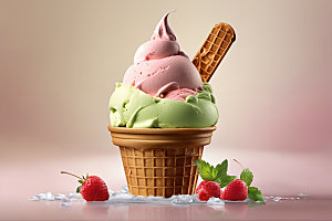 冰淇淋甜点夏季摄影图
