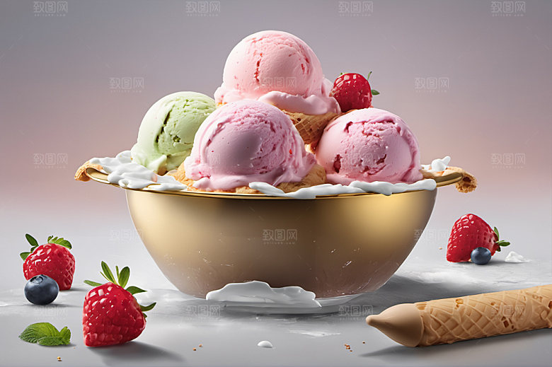 冰淇淋夏季美食摄影图