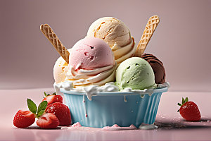 冰淇淋蛋筒甜点摄影图