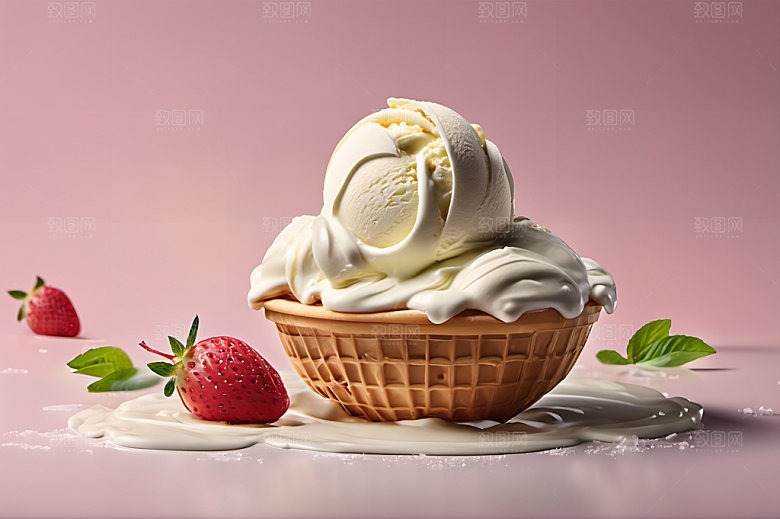 冰淇淋解暑蛋筒摄影图