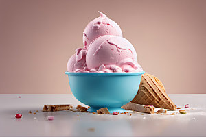 冰淇淋甜筒解暑摄影图