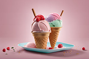 冰淇淋甜筒冷饮摄影图