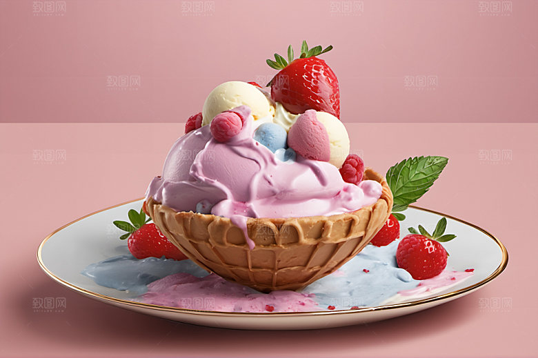 冰淇淋夏季解暑摄影图