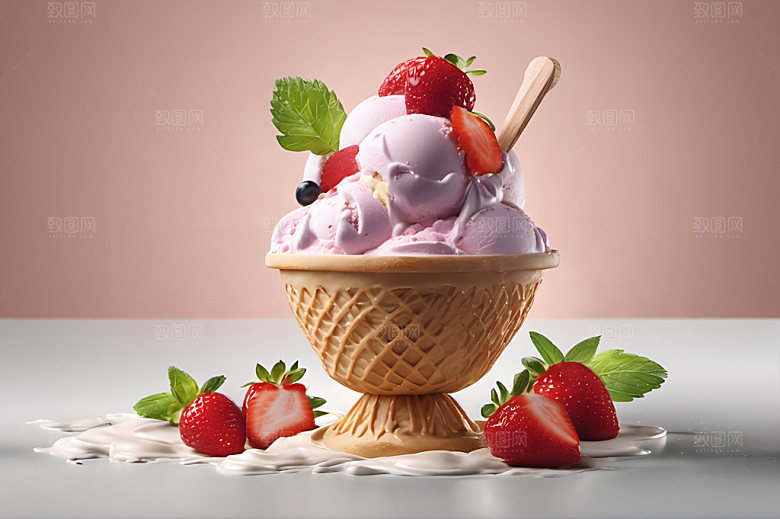 冰淇淋甜点夏天摄影图