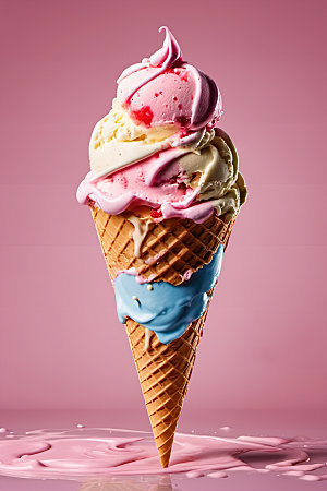 冰淇淋甜筒夏天摄影图