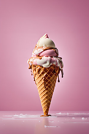 冰淇淋蛋筒夏天摄影图