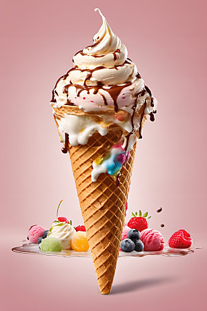 冰淇淋创意解暑摄影图