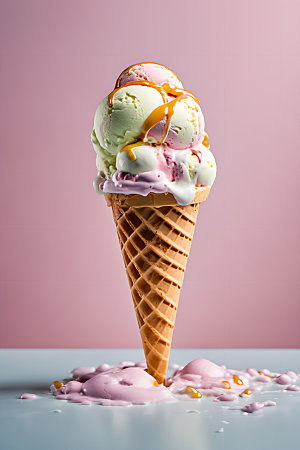 冰淇淋蛋筒冷饮摄影图