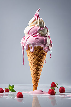 冰淇淋甜点甜筒摄影图