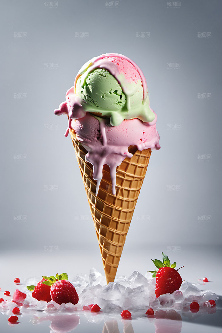 冰淇淋甜点夏季摄影图