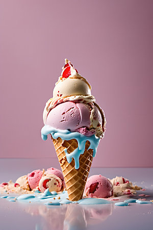 冰淇淋甜筒解暑摄影图