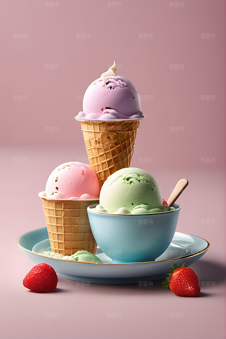 冰淇淋夏季解暑摄影图