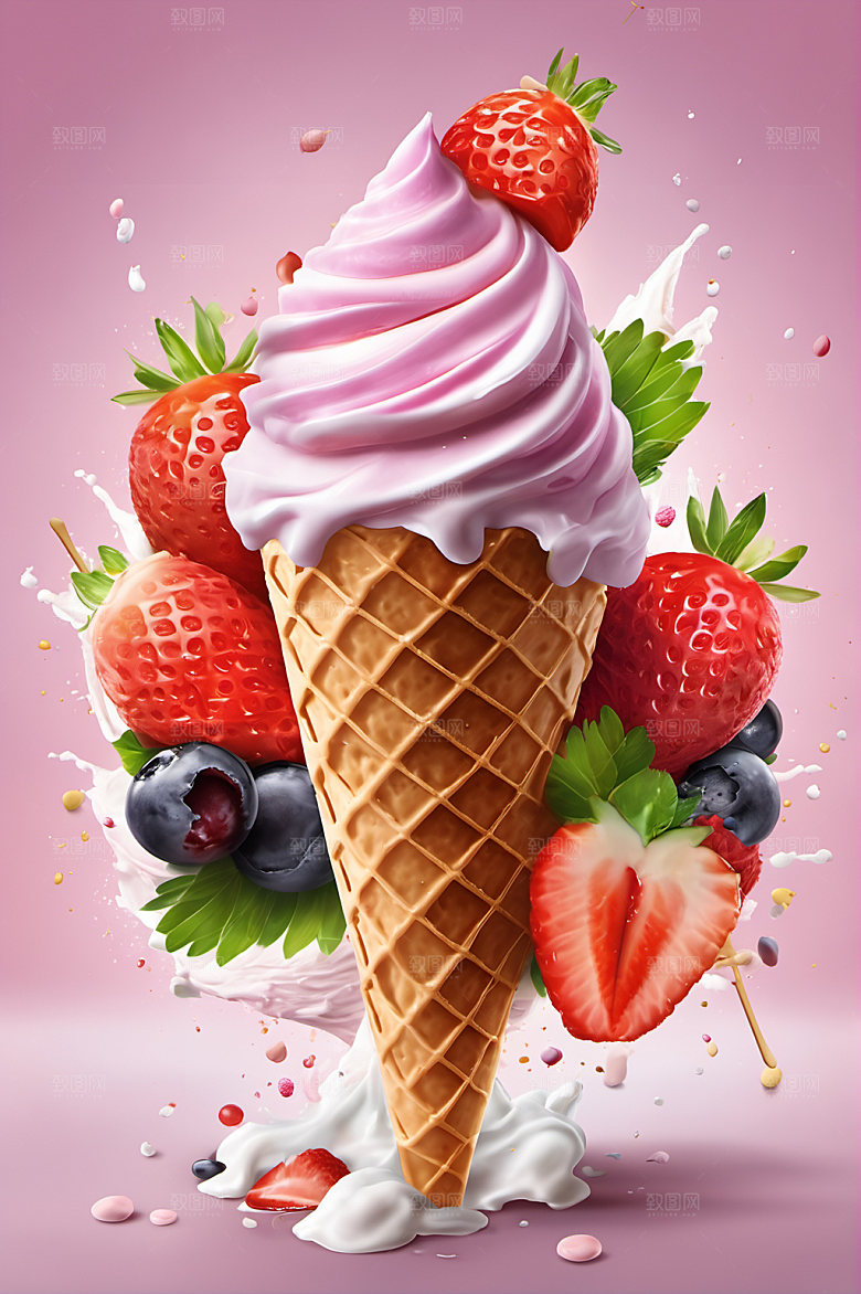 冰淇淋甜点夏季摄影图