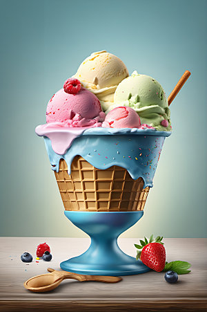 冰淇淋夏日美食摄影图