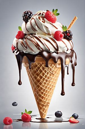 冰淇淋甜点甜筒摄影图
