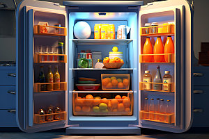 冰箱锁鲜厨房电器效果图