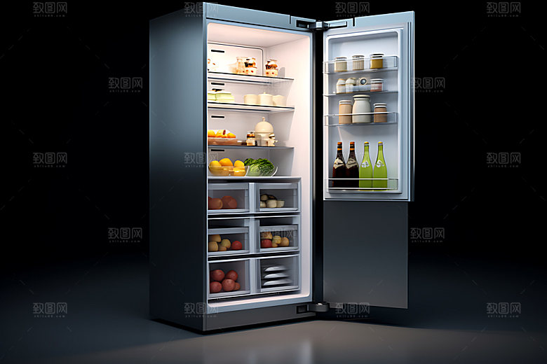 冰箱模型厨房电器效果图