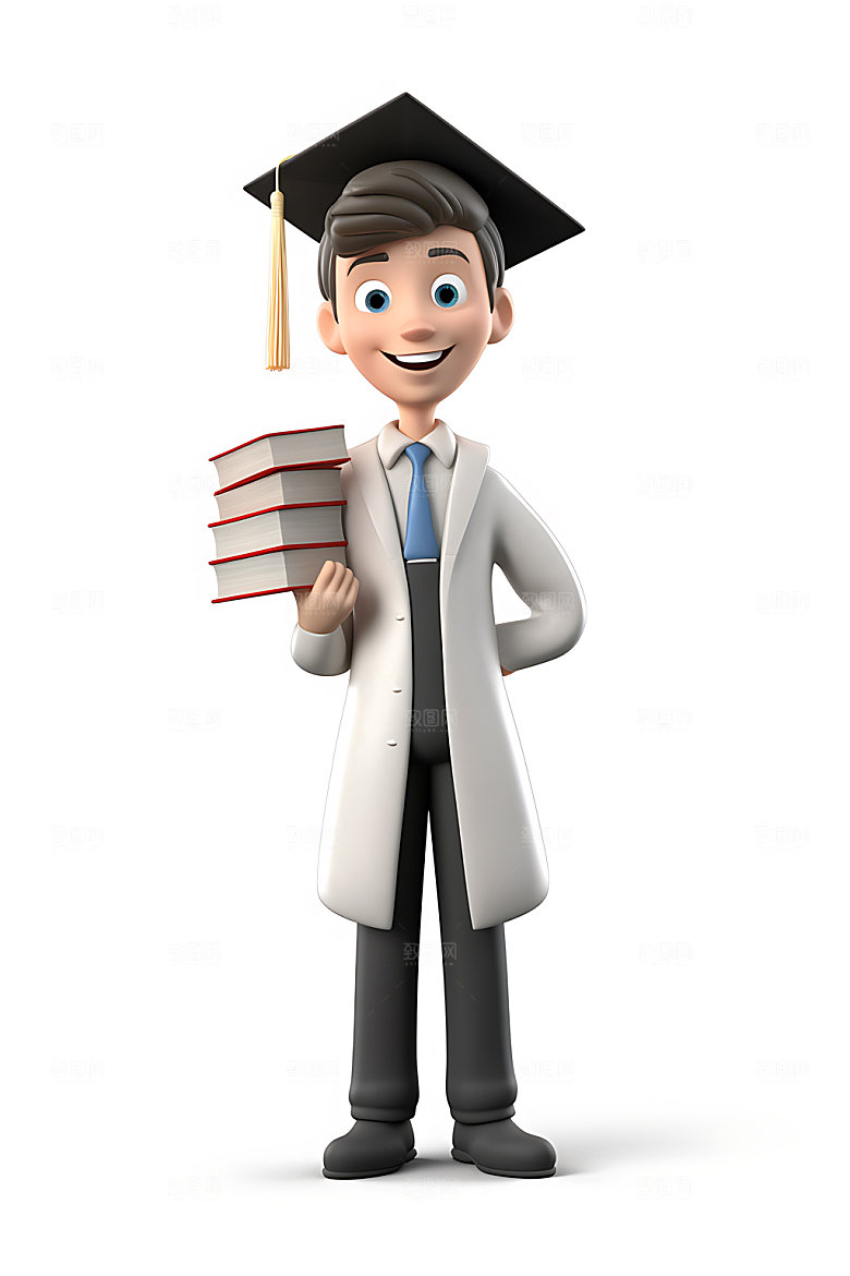 毕业生学士服高清模型