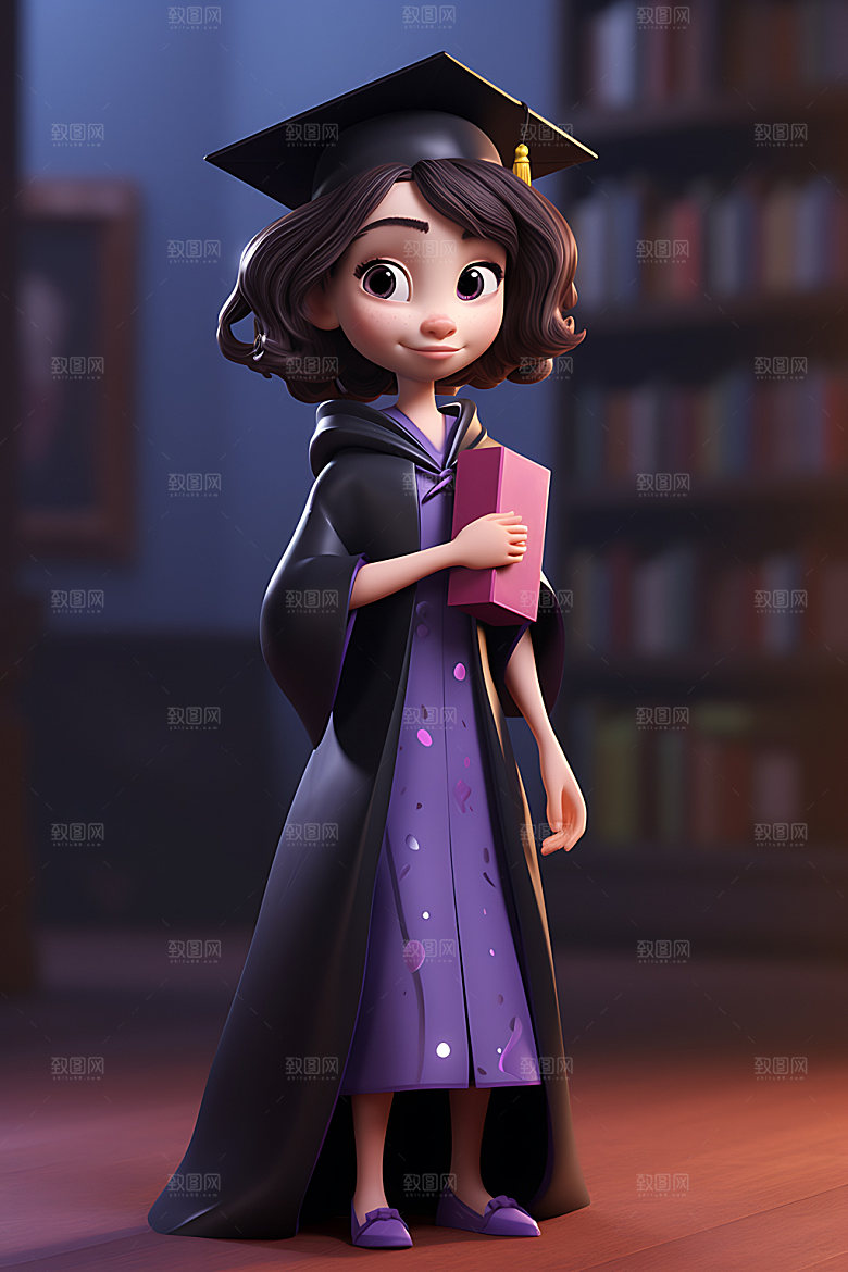 毕业生3D学士服模型