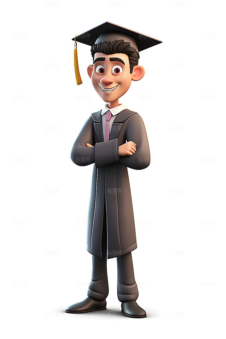 毕业生卡通学士服模型