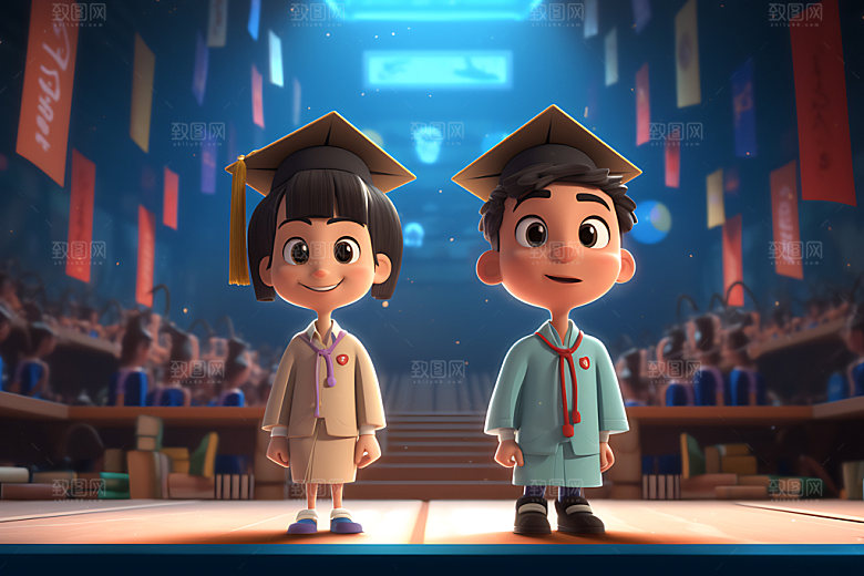 毕业生3D学士服模型