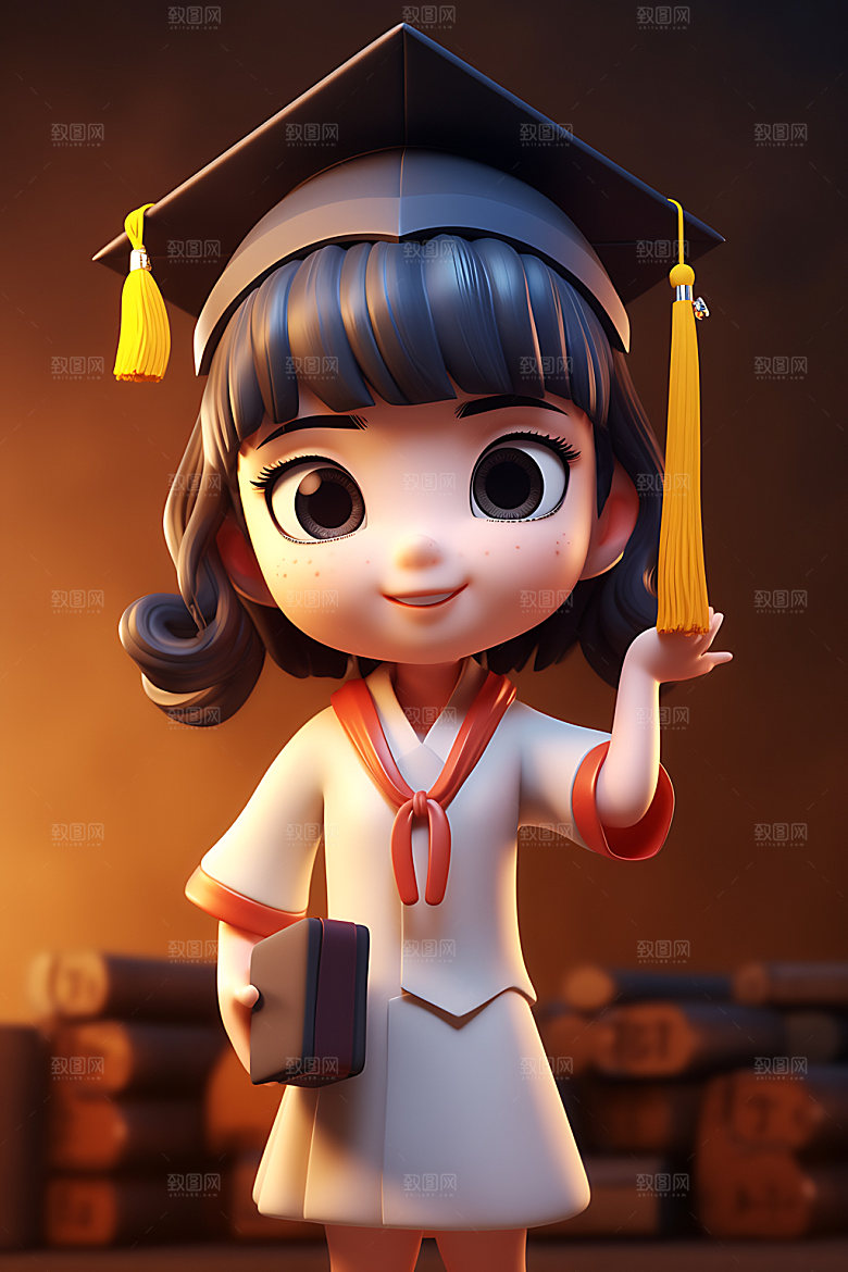 毕业生高清卡通模型