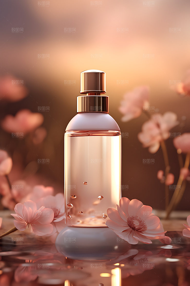 玻璃瓶化妆品包装瓶质感摄影图