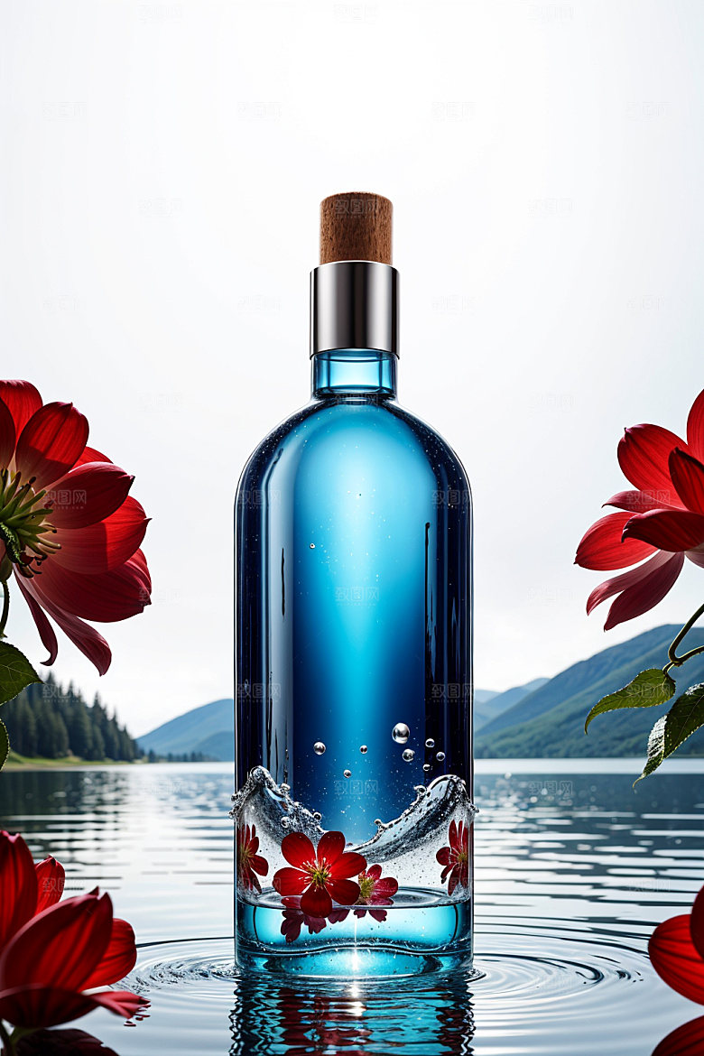 玻璃瓶香水瓶酒瓶效果图