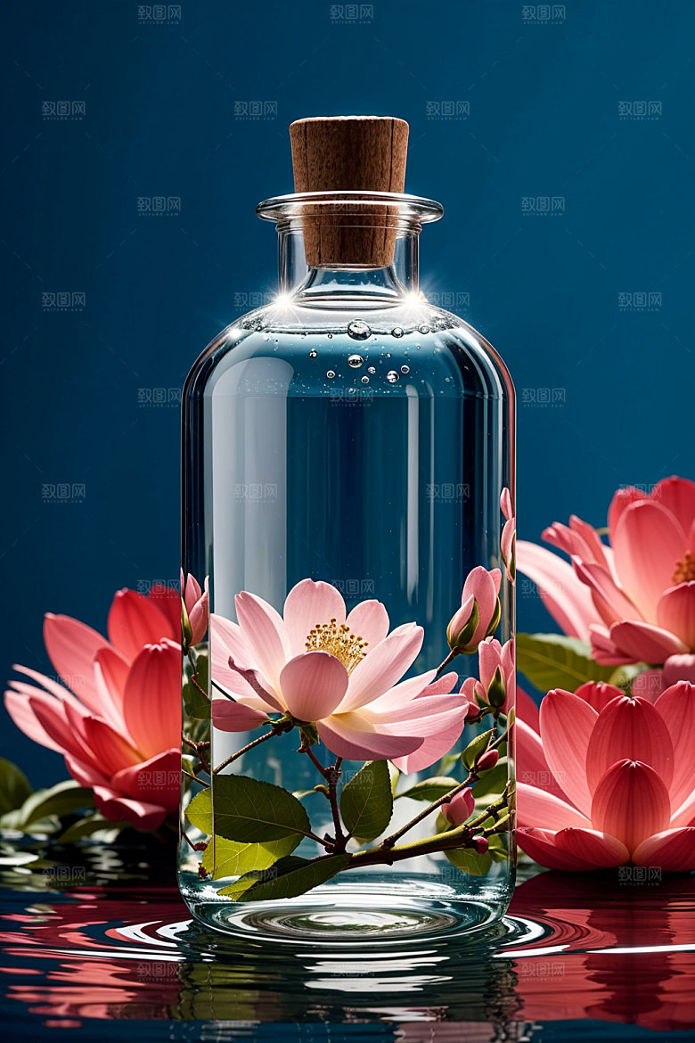 玻璃瓶质感香水瓶效果图