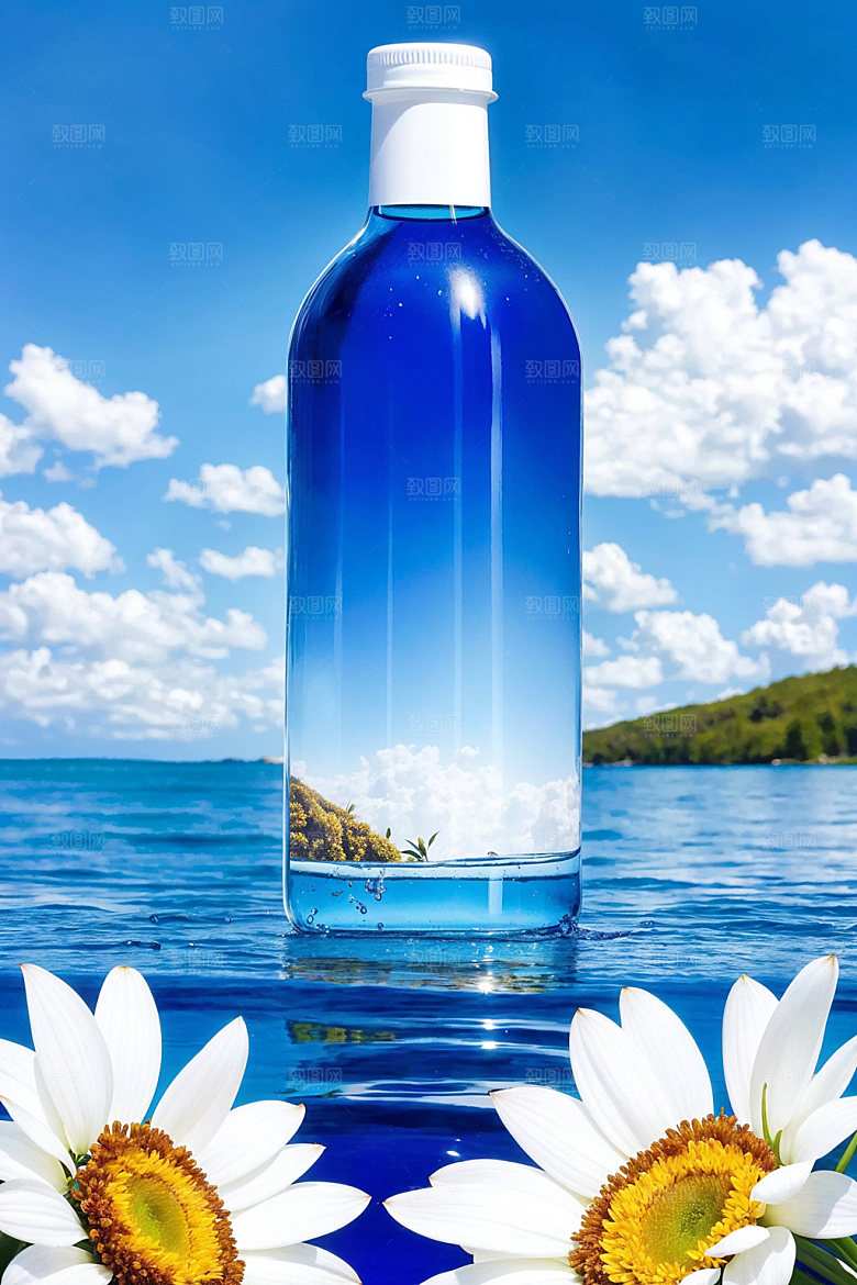 玻璃瓶清新酒瓶效果图