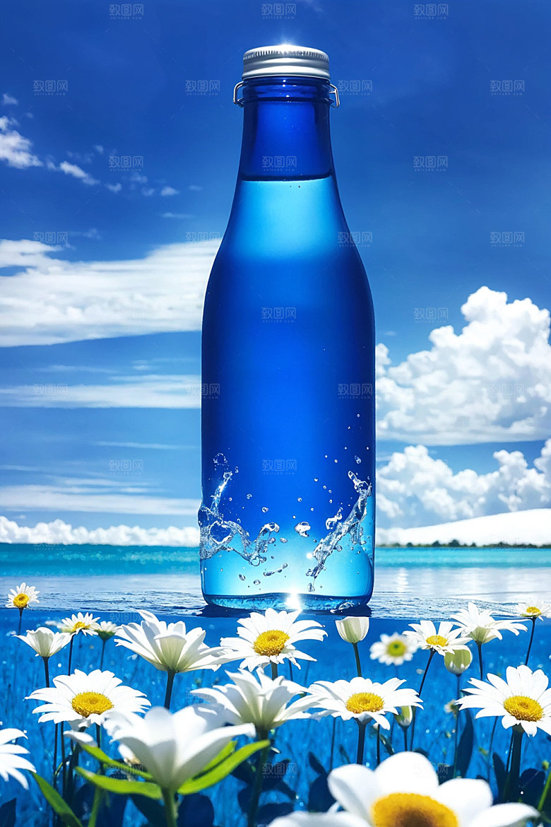 玻璃瓶香水瓶通透效果图