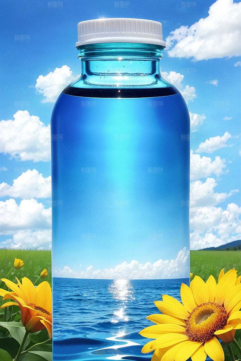 玻璃瓶自然背景大牌效果图