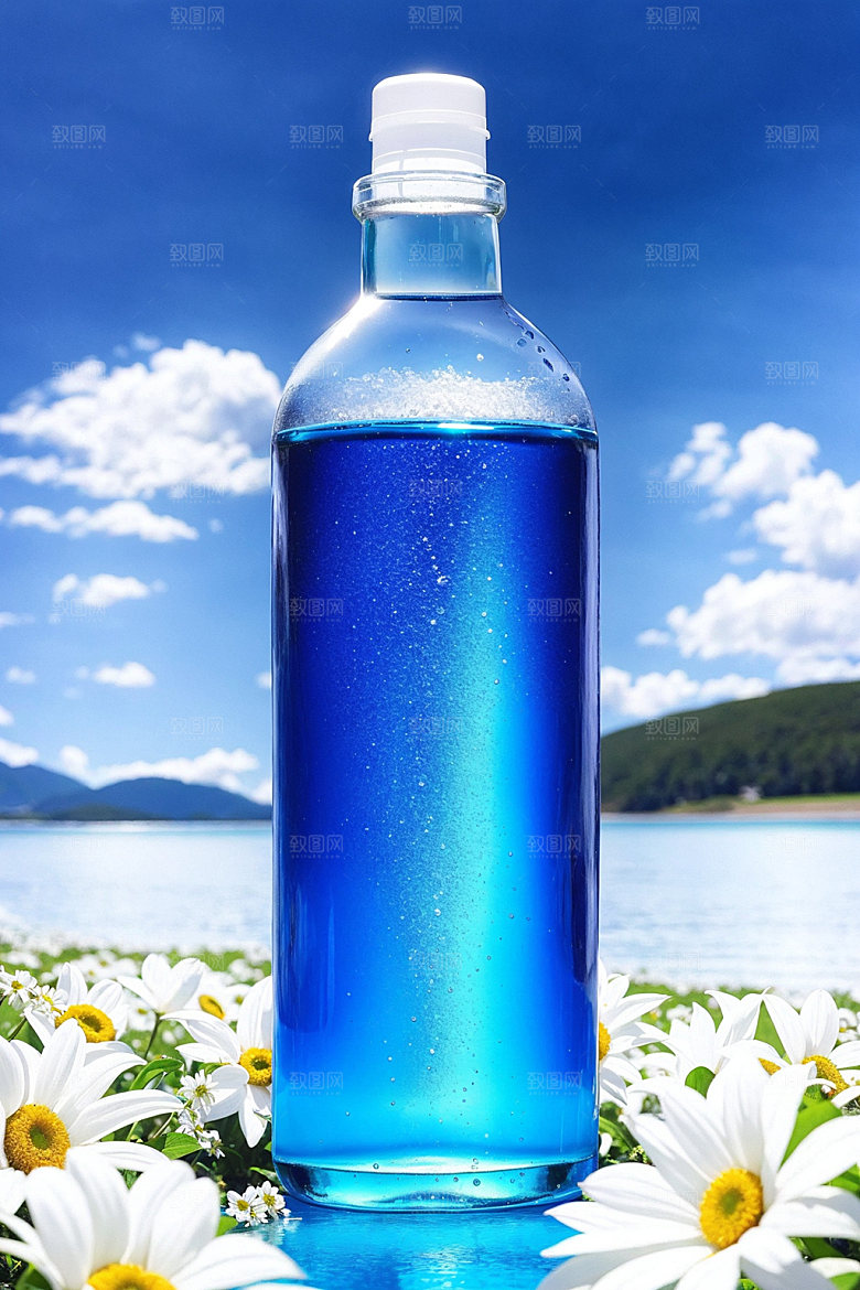 玻璃瓶自然背景商业效果图