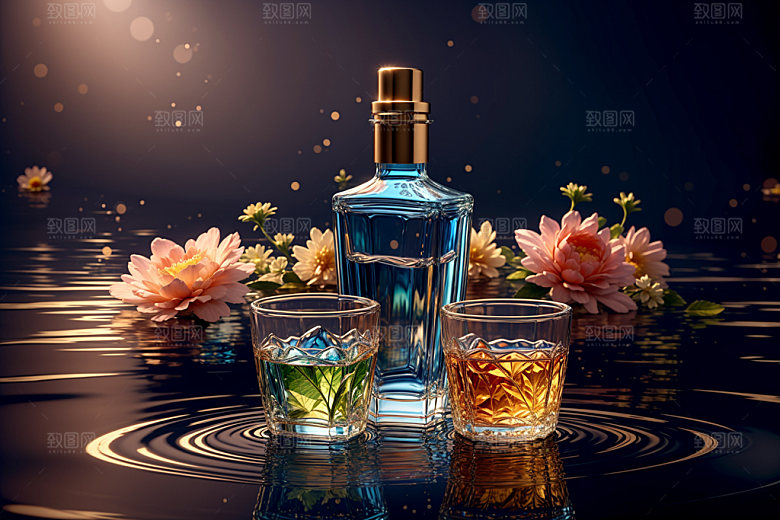 玻璃瓶酒瓶香水瓶效果图